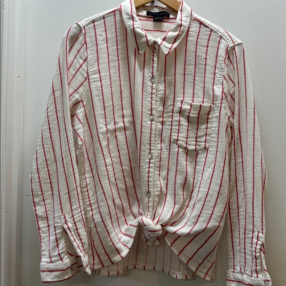 Sanctuary Red and White Striped Button-Down Shirt